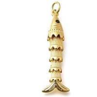 Ottone micro spianare pendenti zirconi, ciondolo mobile a forma di pesce sardina 3d, con anello di salto, cadmio& piombo libero, placcato di lunga durata, verde scuro, 38x11x6mm, Foro: 3 mm