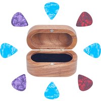 8Pcs Artistic Plastic Guitar Pick, Guitar Accessories, Uneven, Triangle, with 1Pc Wooden Guitar Pick Storage Boxes, Mixed Color, 30x25.5x1mm