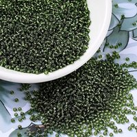 MIYUKI Round Rocailles Beads, Japanese Seed Beads, 11/0, (RR26) Silverlined Olive, 2x1.3mm, Hole: 0.8mm, about 1111pcs/10g