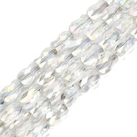 Electroplate Glass Beads Strands, Fish, AB Color, Faceted, Clear AB, 10x6x4mm, Hole: 1.2mm, about 70pcs/strand, 27.56''(70cm)