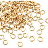 304 Stainless Steel Split Rings, Ion Plating(IP), Real 18K Gold Plated, 6x1.5mm, Inner Diameter: 4.5mm, about 200pcs/set