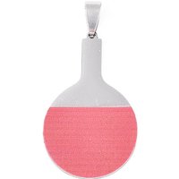Printed 201 Stainless Steel Pendants, Ping Pong Table Tennis Racket, Laser Cut, Light Coral, 42x25x1mm, Hole: 3-4x9mm