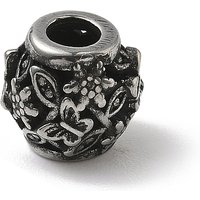 304 Edelstahl-Europäische Perlen, Großloch perlen, Rondelle mit Schmetterling, Antik Silber Farbe, 9.5x11.5x10.5 mm, Bohrung: 4.5 mm