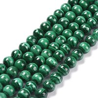 Brins de perles naturelles de malachite, grade AB, ronde, 8mm, Trou: 1mm, Environ 47 pcs/chapelet, 15.5 pouce