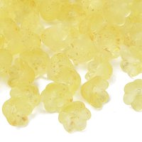 Frosted Glass Bead Cap, 6-Petal Flower, with Gold Powder, Yellow, 11x12x8mm, Hole: 1.4mm, about 1333pcs/1000g