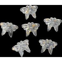 Glass Beads, Butterfly, with Gold Powder, Clear, 13x17.5x3mm, Hole: 1.4mm, about 1063pcs/1000g