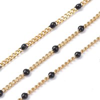 Ion Plating(IP) 304 Stainless Steel Enamel Curb Chains, with Spool, Soldered, Faceted, Black, 2.5x2x0.8mm, 32.80Feet/roll(10m/roll)