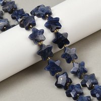 Natural Sodalite Beads Strands, Faceted, Star, with Seed Beads, 14-15x14x6mm, Hole: 1mm, about 27pcs/strand, 15.94''(40.5cm)