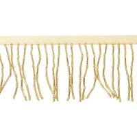 2Yards Polyester Ribbon, Glass Seed Beaded Tassel Lace Trim, Clothes Accessories, Gold, 2-1/2 inch(65mm), 2yards/set
