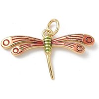 Insect Themes Brass Enamel Pendants, Rack Plating, Cadmium Free & Lead Free, Long-Lasting Plated, with Jump Ring, Real 18K Gold Plated, Dragonfly, 15x26.5x2.5mm, Hole: 3.5mm