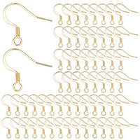 SUNNYCLUE 1 Box 100Pcs 18k Gold Plated Earring Hooks French Ear Hooks Fish Hook Earrings Ear Wires Fishhook Earring Findings for Jewellery Making Adult DIY Dangle Earrings Craft Accessories Supply