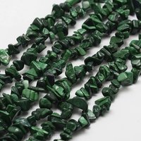 Natural Malachite Beads Strands, Chip, Dark Green, 3-5x7-13x2-4mm, Hole: 0.4mm, 32 inch