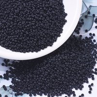 MIYUKI Round Rocailles Beads, Japanese Seed Beads, 11/0, (RR401F) Matte Black, 2x1.3mm, Hole: 0.8mm, about 1111pcs/10g