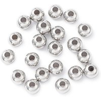 Perline distanziatrici in acciaio inossidabile 304 anti-ossidazione, tondo, colore acciaio inossidabile, 6x5mm, Foro: 2 mm