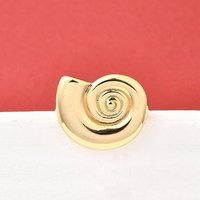 Anillos de brazalete de latón para mujer, sin plomo y cadmio, real 18k chapado en oro, shell forma, 16.5x20mm