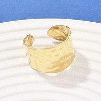 304 Stainless Steel Cuff Rings, Ion Plating(IP), Real 18K Gold Plated, 13.5mm