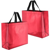 Reusable Gift Bags, Laser Non-woven Fabric Tote Bag with Handle, Rectangle, FireBrick, 32x12x28cm