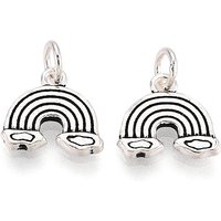 925 Sterling Silver Rainbow Charms, with Jump Rings and Jump Rings, Antique Silver, 10x11x2mm, Hole: 3mm