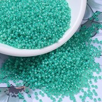 MIYUKI Round Rocailles Beads, Japanese Seed Beads, 11/0, (RR572) Dyed Aqua Green Silver Lined Alabaster, 2x1.3mm, Hole: 0.8mm, about 1111pcs/10g
