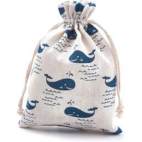 Beutel aus Polycotton (Polyester-Baumwolle), mit aufgedruckter Walform, Stahlblau, 18x13 cm