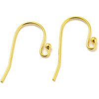 925 Sterling Silver Earring Hooks, Shepherd's Hook Ear Wire, Real 18K Gold Plated, 16.5x12-13mm, Hole: 2mm, Pin: 0.6mm
