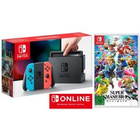 Nintendo Switch + Super Smash Bros. Ultimate + 3 Months Online Console De Jeux Portables 15,8 Cm (6.2 ) 32 Go Wifi Noir, Bleu, Rouge - Reconditionné