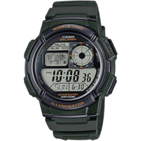 Casio Youth AE-1000W-3AVDF World Time Digitaalinen Urheilukello - Armeijanvihreä Hartsiranneke