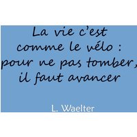 La vie c'est comme le vélo: pour ne pas tomber, il faut avancer