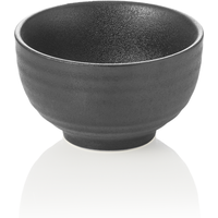 Maya Porcelain Asia Bowl Set Textured Black Pack of 4