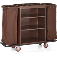Hotel Essentials Room Service Trolley Steel Brown 140x47x108 cm