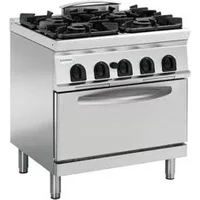 Tecnoinox PFG8V7 Medium Duty 4 Burner Range With Electric Fan Oven