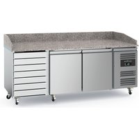 PIZZA COUNTER 2 DOORS 7 DRAWERS WITH WHEELS