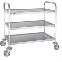 Vogue Stainless Steel 3 Tier Clearing Trolley Medium