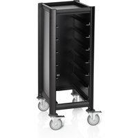 Was Germany Tray Trolley Mensa Black Aluminum MDF 7 Trays
