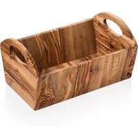 Pure Olive Wood Basket, 33.5 x 17.5 cm