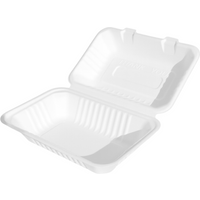 9"x6"x2"-1 Compartment Bagasse Meal Box(4x50's)-PFAS FREE
