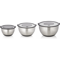 Cucina Bowl Set Chrome Nickel Steel Non-Slip Bottom Pack of 3