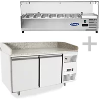 Atosa EPF3495GR + VRX1500/330 2 Door Granite Top Pizza Counter Fridge with VRX Unit & GN Pans, 250 Litres