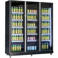 CombiSteel Refrigerator 3 Glass Doors Black