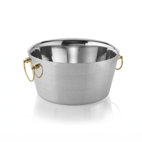 Was Germany Champagne Cooler Brass Handles Dia 34 cm Chrome Steel