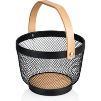 Was Germany Buffet Basket Black Metal/Wood 28 x 27 x 18.5 cm