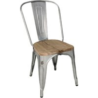 Bolero Bistro Side Chairs with Wooden Seat Pad Galvanised Steel (Pack of 4)