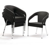 Bolero Wicker Wraparound Bistro Chairs Charcoal (Pack of 4)
