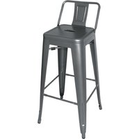 Bolero Bistro High Stool With Backrest Gun Metal (4 pack)