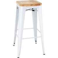 Bolero Bistro High Stools with Wooden Seatpad White (4 pack)