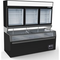 CombiSteel Wall Mounted Freezer Unit Black 3 Glass Door