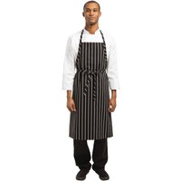 Chef Works Premium Woven Bib Apron Black and White Stripe