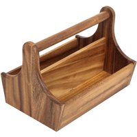 T&G Woodware Acacia Wood Condiment Basket with Handle