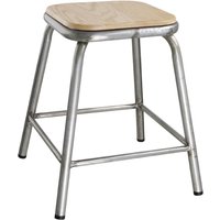 Bolero Galvanised Steel Low Stools with Wooden Seatpad (4 pack)