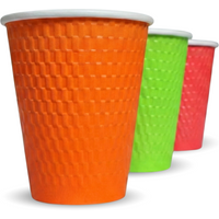 12oz Embossed PE DW Hot Cups Assorted Colours (20 x 25's)